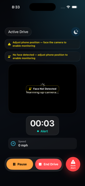 WanderFree Active Drive screen monitoring alertness