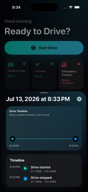 WanderFree Trip History detail with timeline